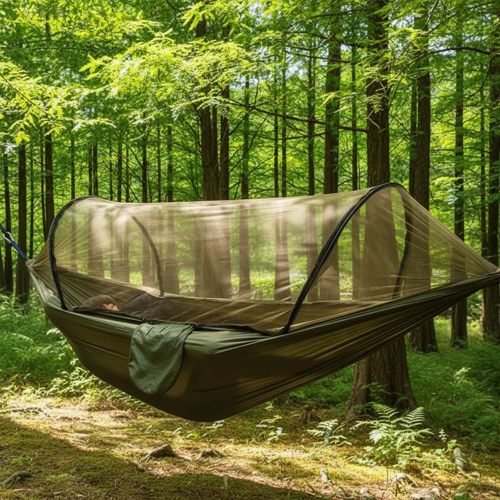 Camping Leisure Hammock with Mosquito Cover | meowbutter