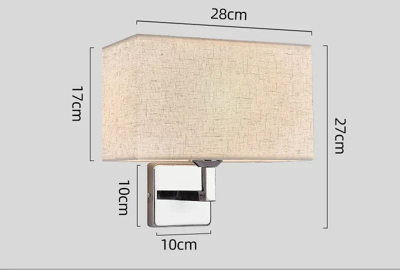 Verstellbare LED-Leselampe – E27-Fassung, Stoffschirm, Chromrahmen