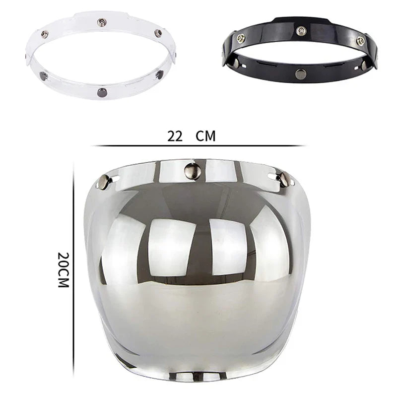 Retro Bubble Shield Visor – Three-Buckle Design - Meowbutter
