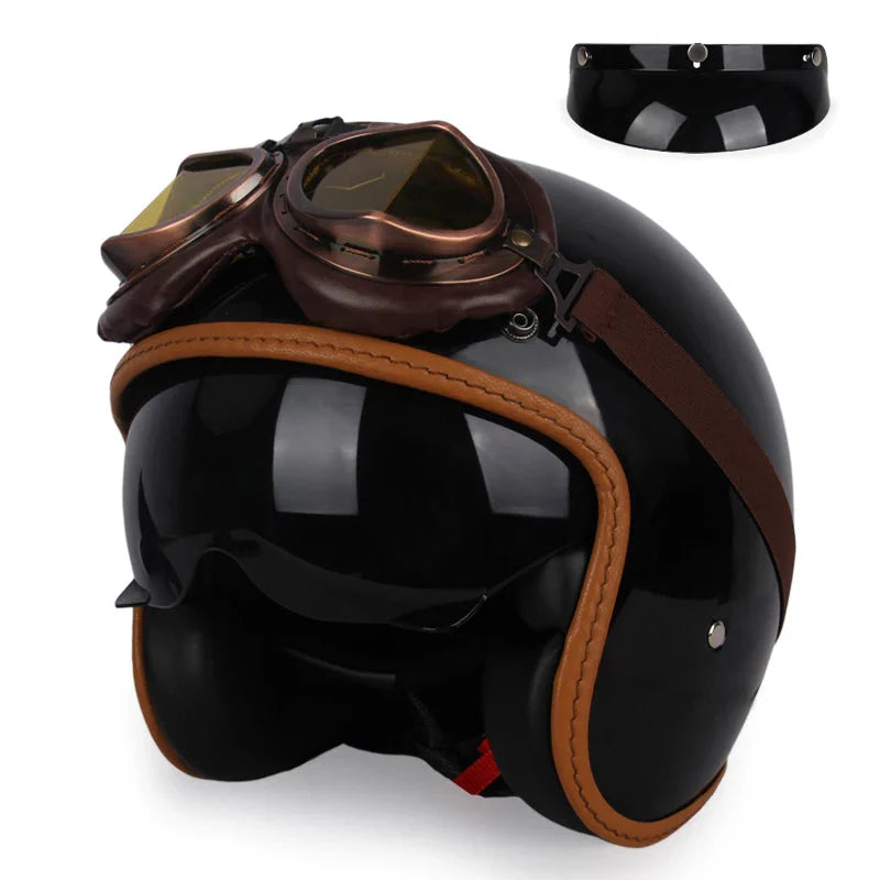 Casco de motocicleta vintage abierto - Meowbutter