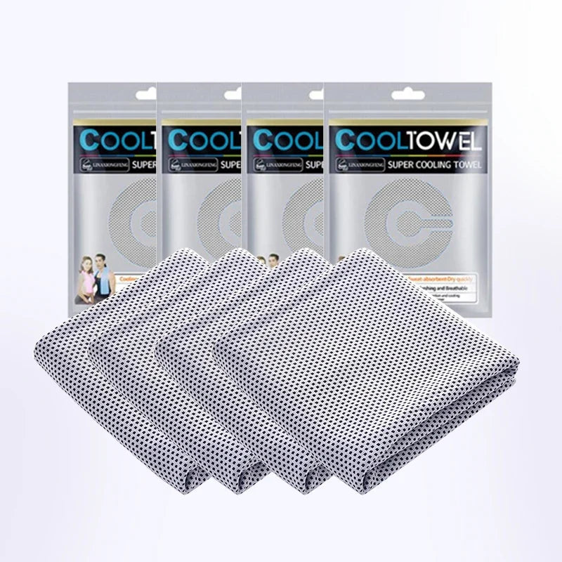 Cooling Sports Towel 4 Pack - Quick-Dry Fabric - 90×30cm - Blue & Grey | meowbutter