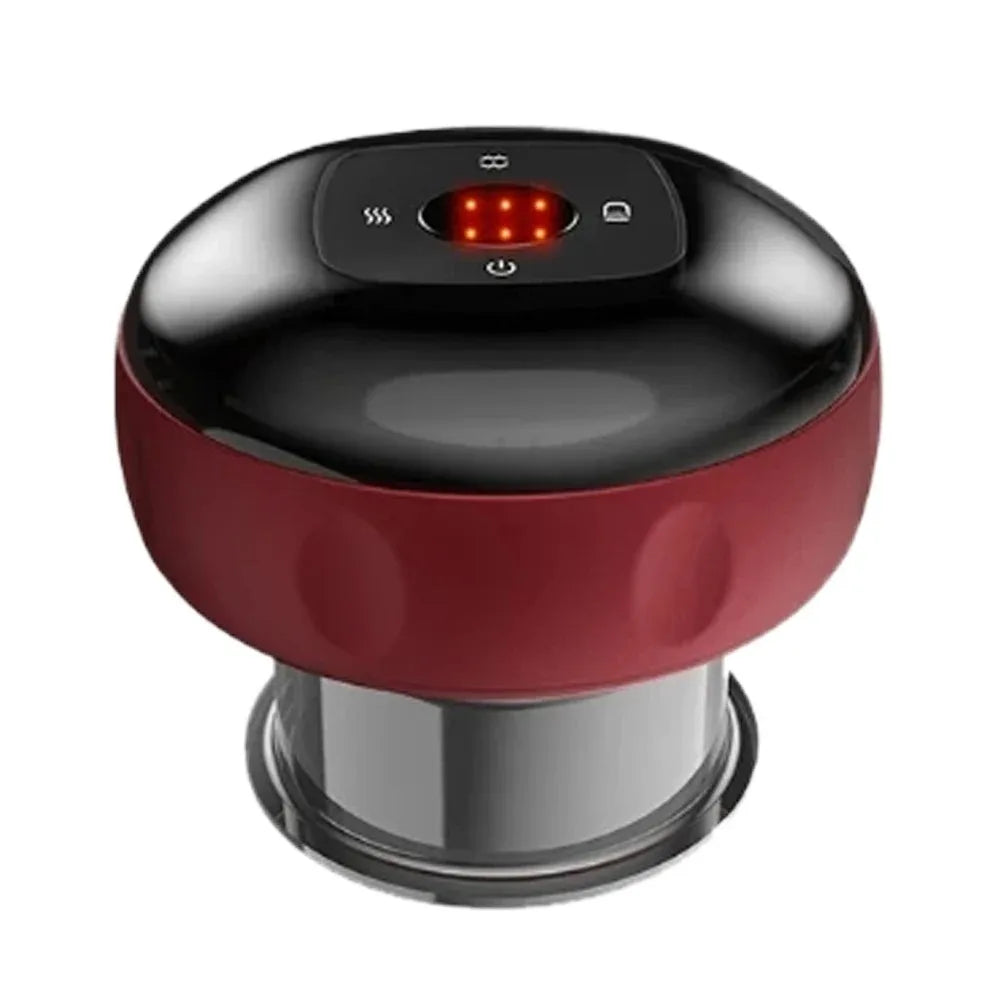 Electric Vacuum Cupping Device - Body Scraping Massager - Heating Suction Cup - 12 Speeds - Red | meowbutter