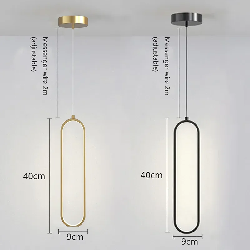 Moderne minimalistisk LED-pendel | Guld og sort hængelampe til soveværelse, spisestue og stuer | Meowbutter