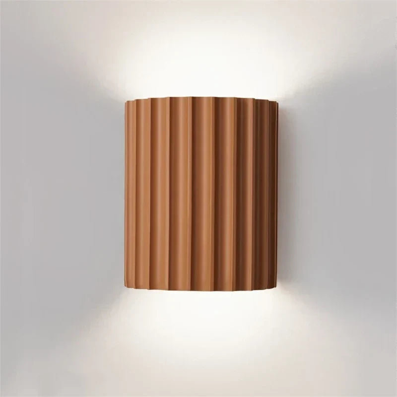 Nordic Resin Wall Lamp — Grooved Shell, Two-Way Ambient Glow