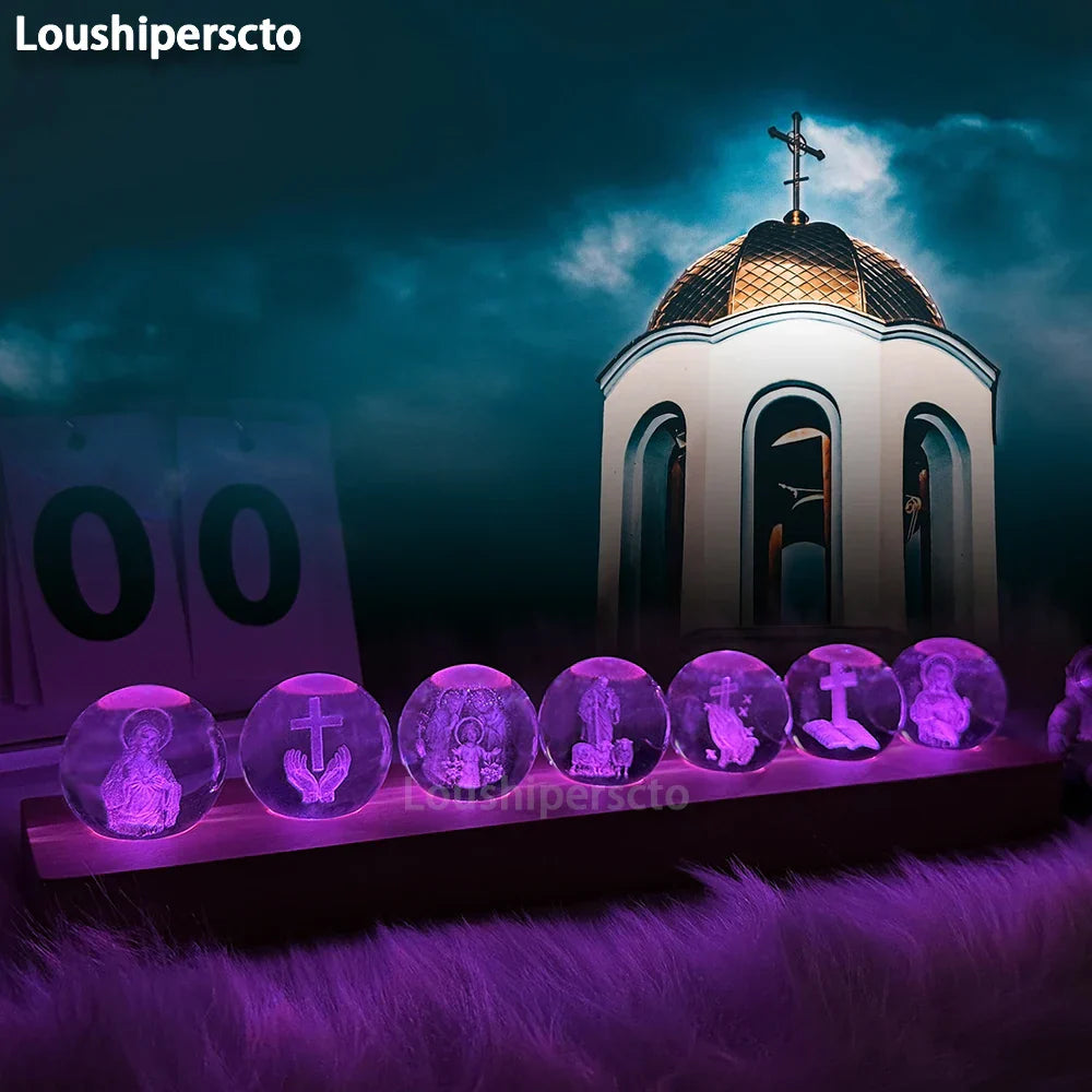 3D Night Light With Crystal Christian Decor Gift For Home