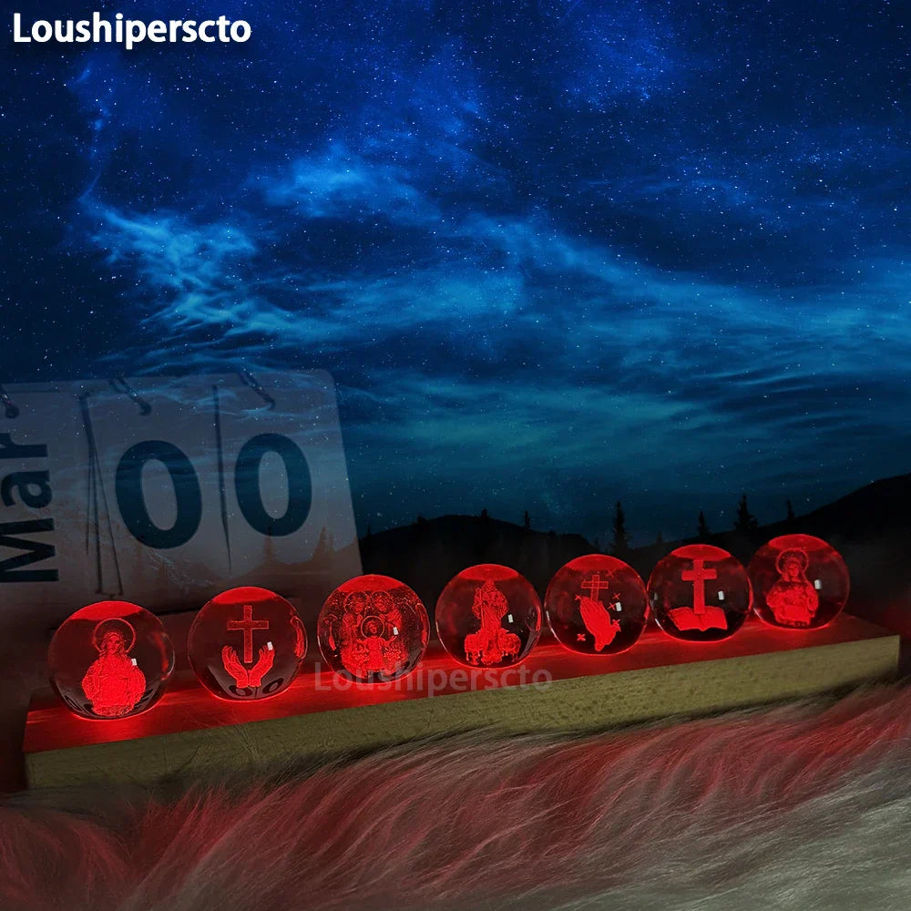 3D Night Light With Crystal Christian Decor Gift For Home