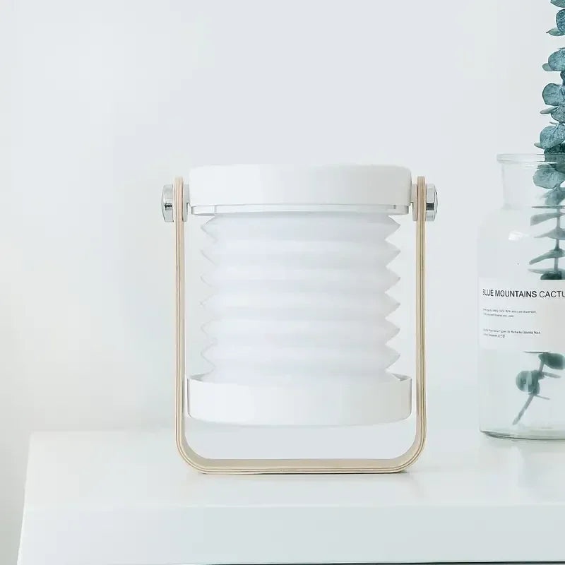 Linterna portátil creativa con mango de madera | Lámpara de mesa plegable recargable | Meowbutter