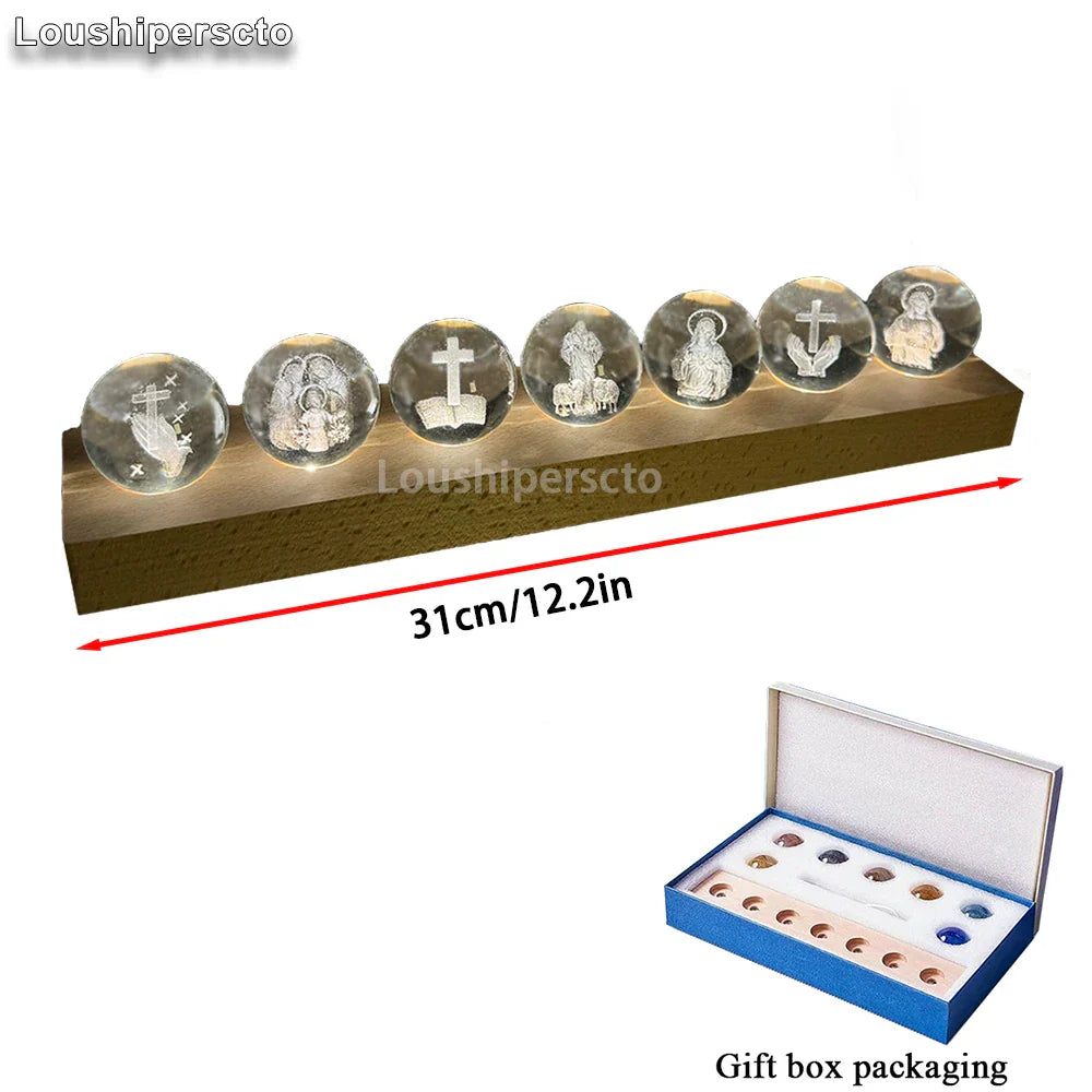 3D Night Light With Crystal Christian Decor Gift For Home
