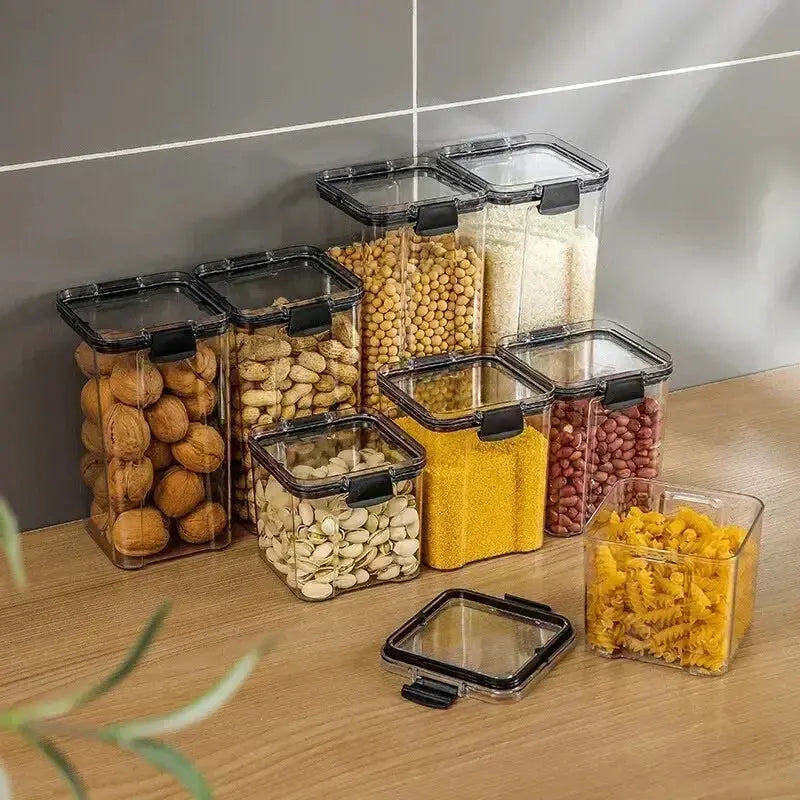 Stabelbare lufttætte opbevaringsglas til madvarer til spisekammerorganisering, 1 stk.