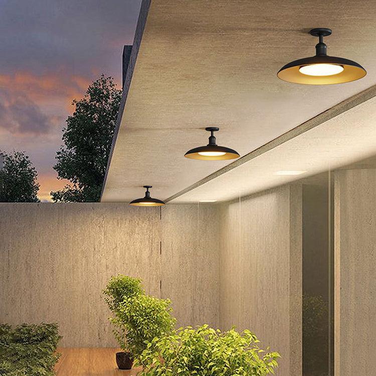 Lampada da soffitto rotonda semi-incassata impermeabile per esterni in acciaio carbonizzato