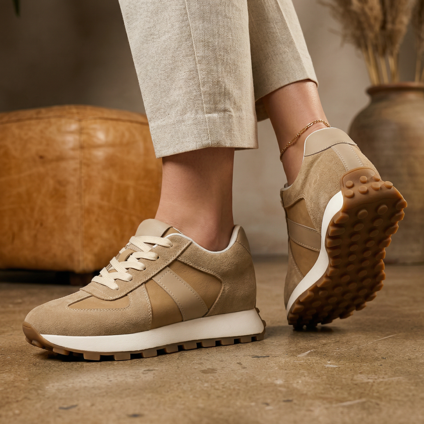 Sentry Womens Sneaker With 9cm Hidden Lift Classic Design