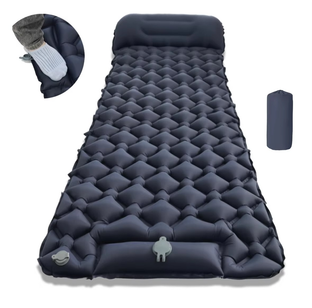 Oppustelig campingmadras - Integreret pude - Pumpe inkluderet - 5 farver | meowbutter