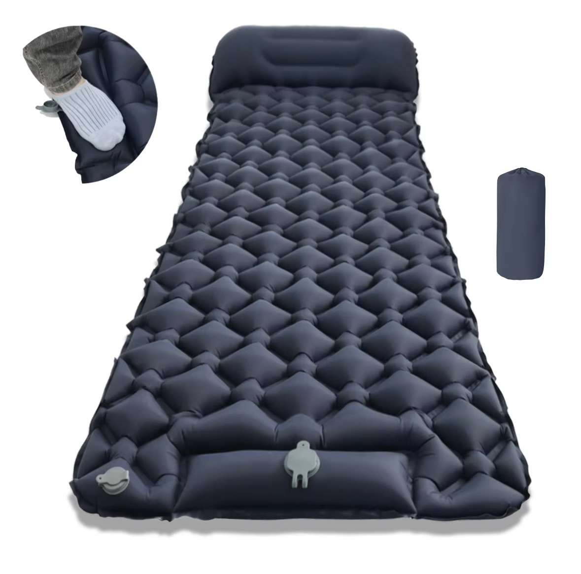 Oppustelig campingmadras - Integreret pude - Pumpe inkluderet - 5 farver | meowbutter