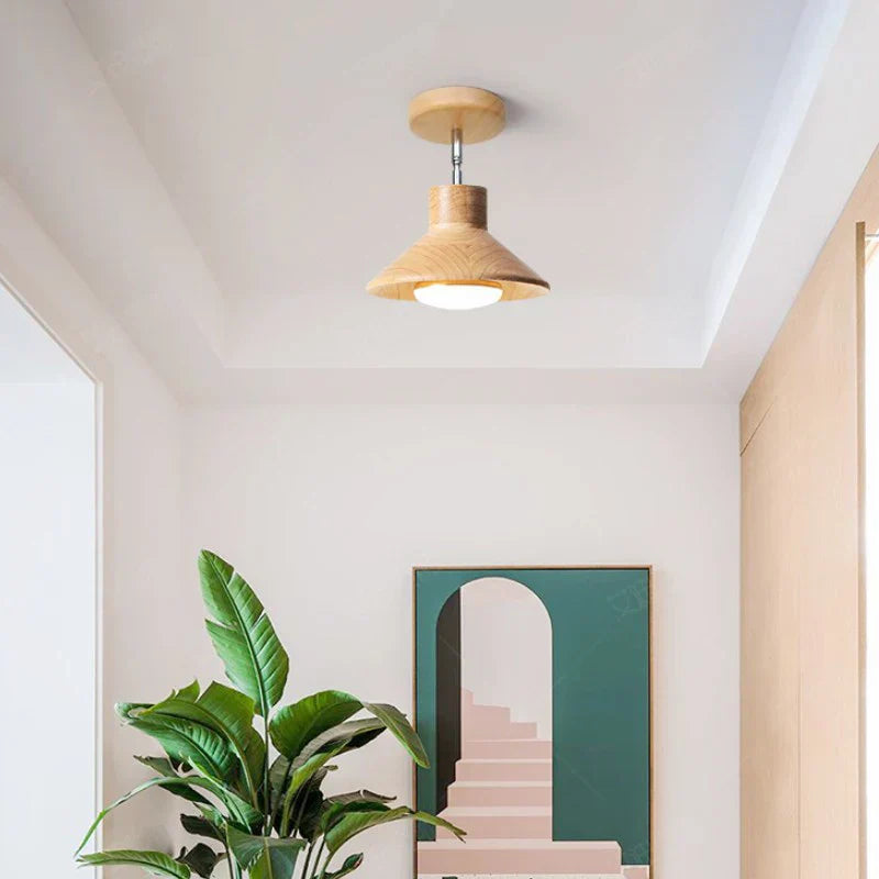 NordicWood Ceiling Lamp | Natural Timber Cone Design | Meowbutter