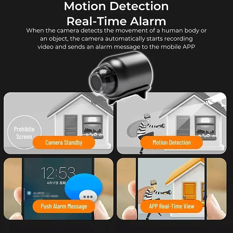 Mini vnitřní bezpečnostní kamera s WiFi — kompaktní HD provedení