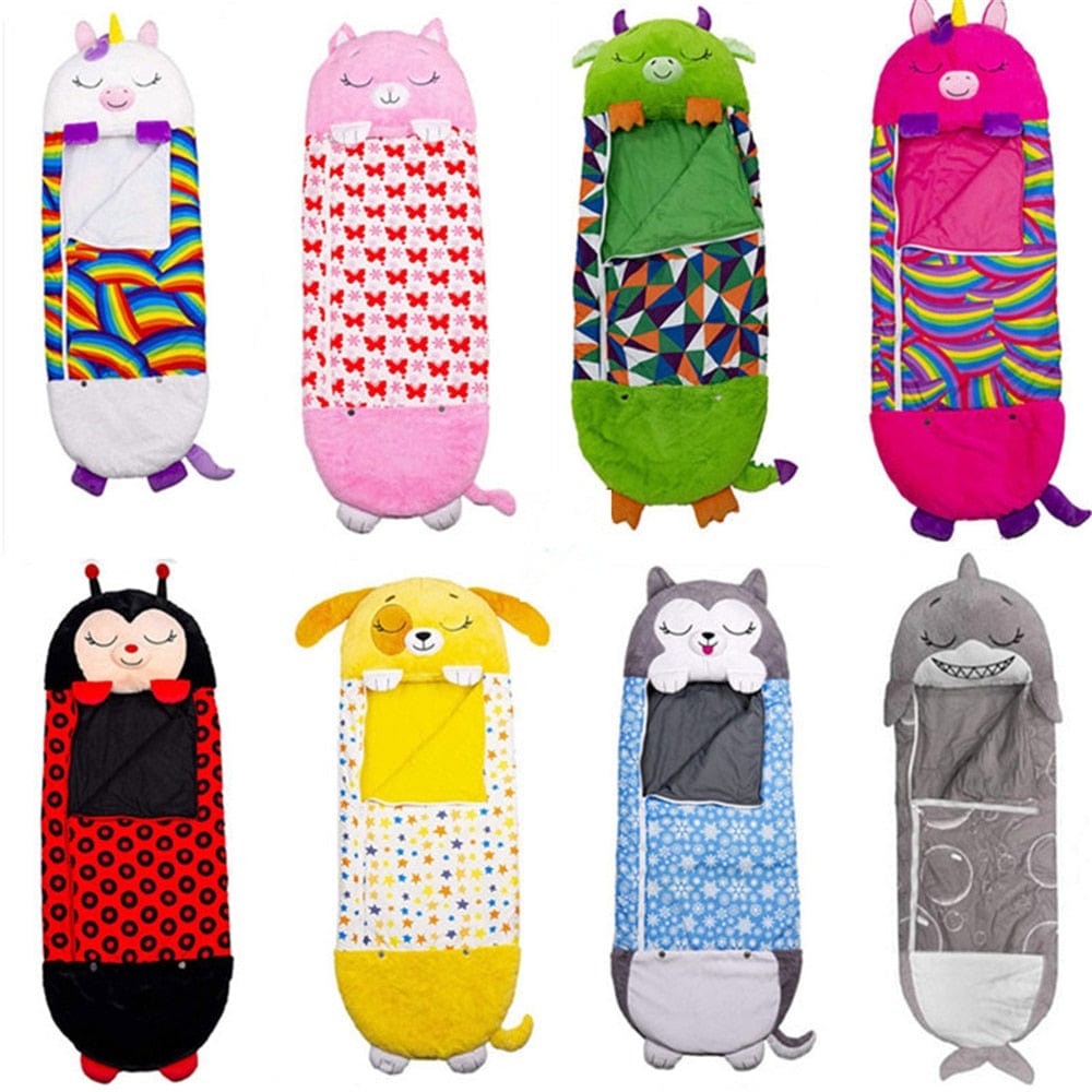 Kinderschlafsack mit Tiermotiv – weiches, gemütliches Design – lustiges Campingzubehör | meowbutter