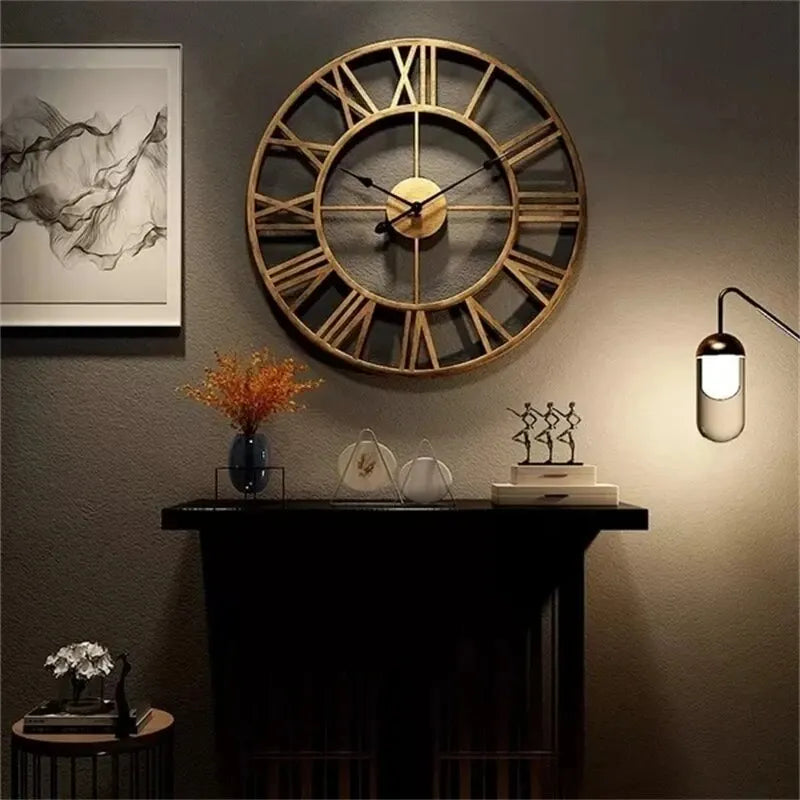 Orologio da parete moderno in metallo 3D | Grande design con numeri romani | Meowbutter