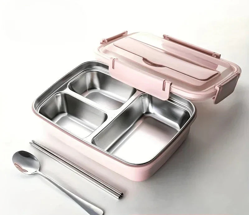 BentoBox Leakproof Stainless Steel Lunch Box — Three Compartments