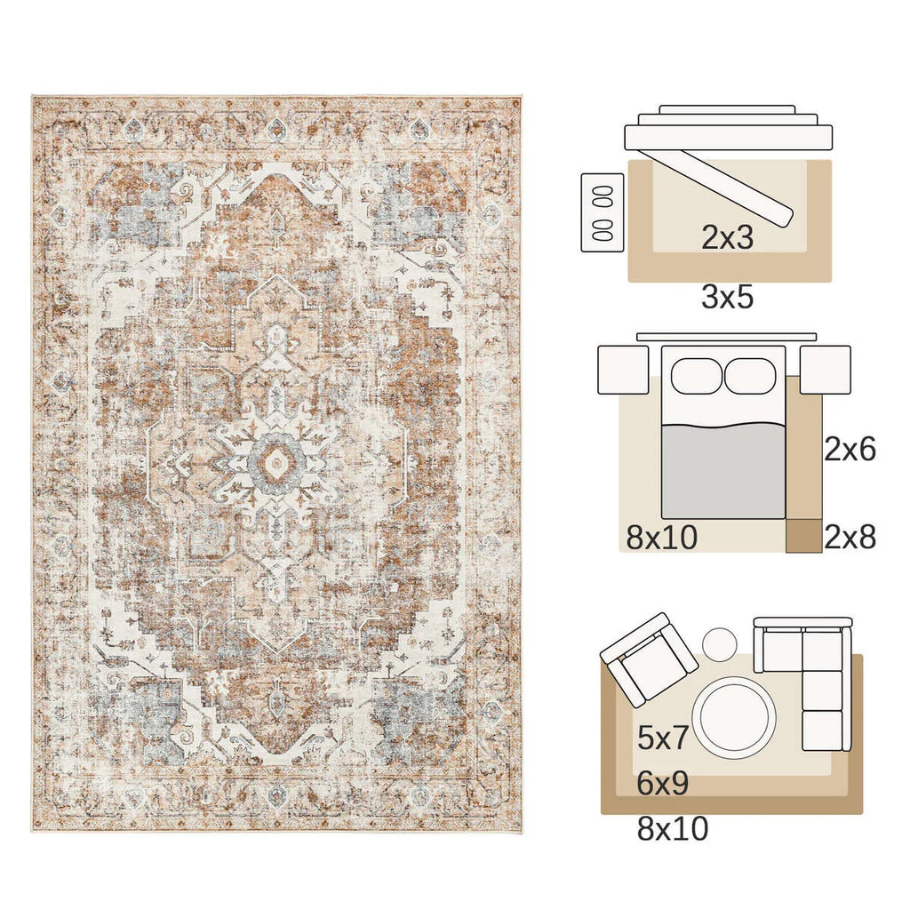 Heritage Medaillon Teppich | Faltbarer, rutschfester Teppich im orientalischen Stil | Meowbutter