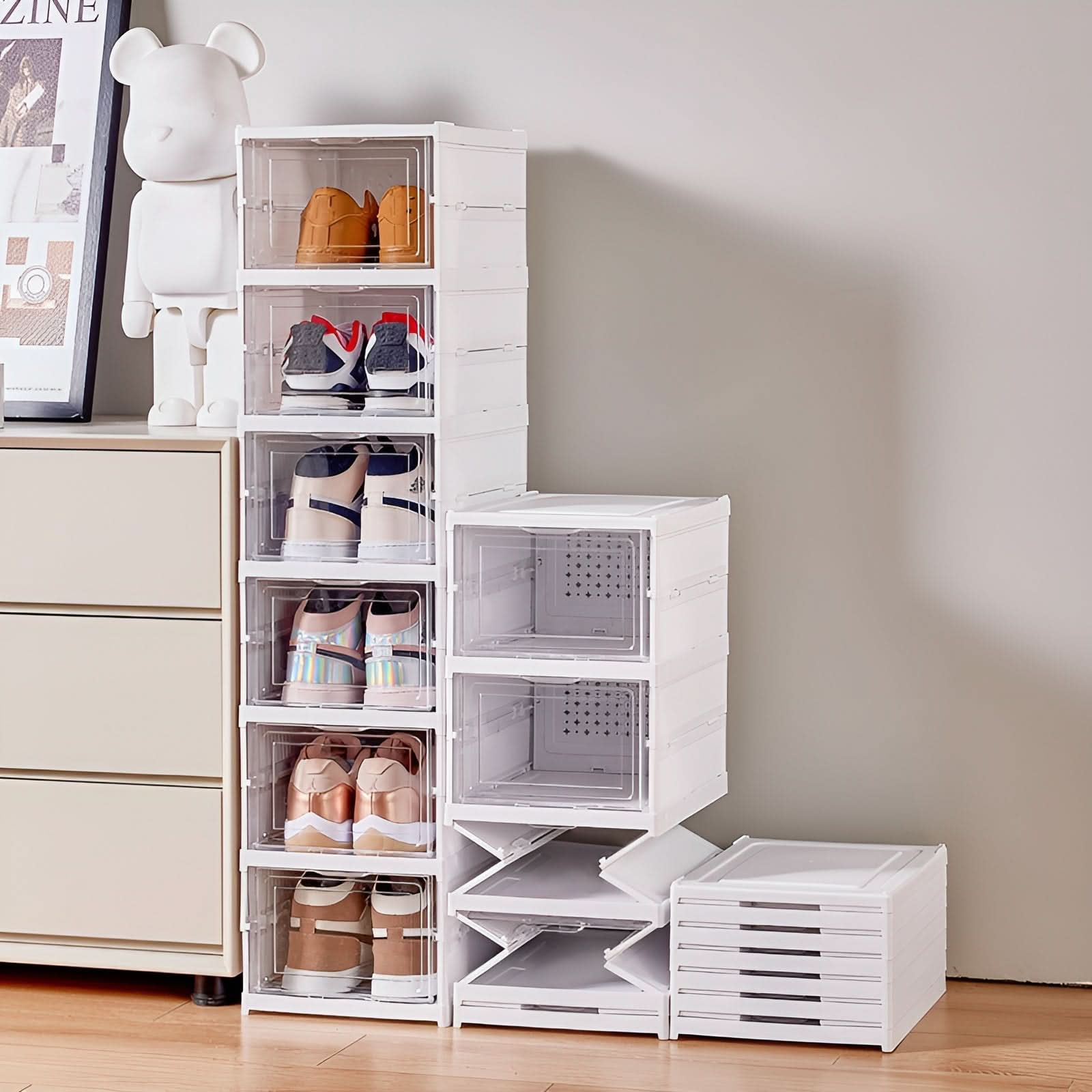 Transparenter Schuh-Organizer-Schrank als Platzsparer | meowbutter