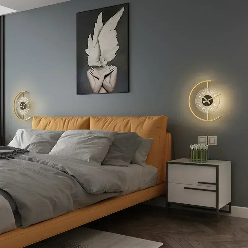 Lunaris Wall Lamp Clock | Post-Modern LED Sconce | Meowbutter