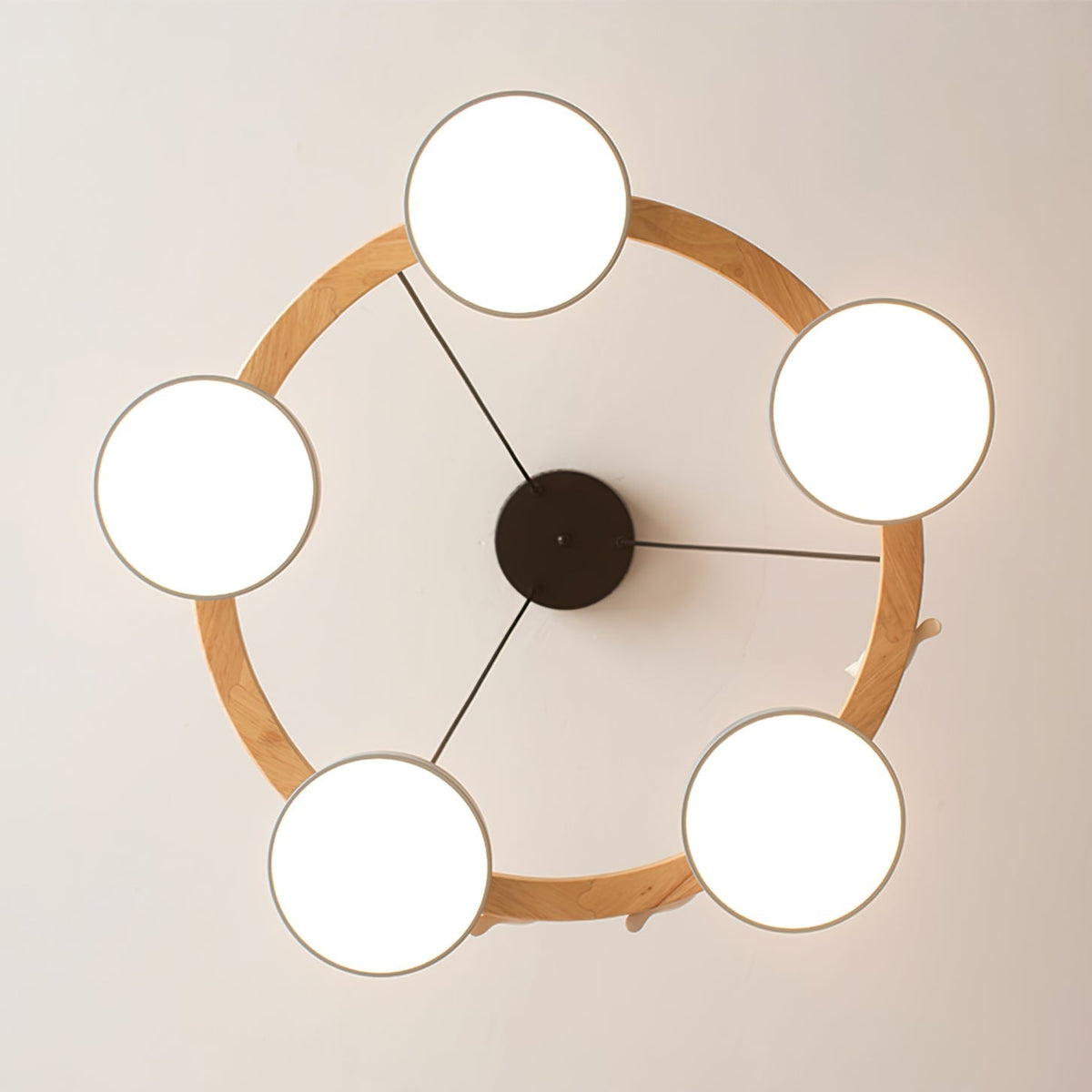 Sienna Bird Circular Chandelier — Wood Frame, Handcrafted Birds, Nature-Inspired LED Light
