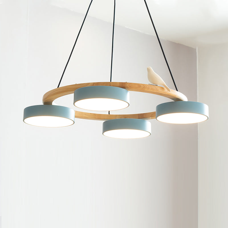 Sienna Bird Circular Chandelier — Wood Frame, Handcrafted Birds, Nature-Inspired LED Light
