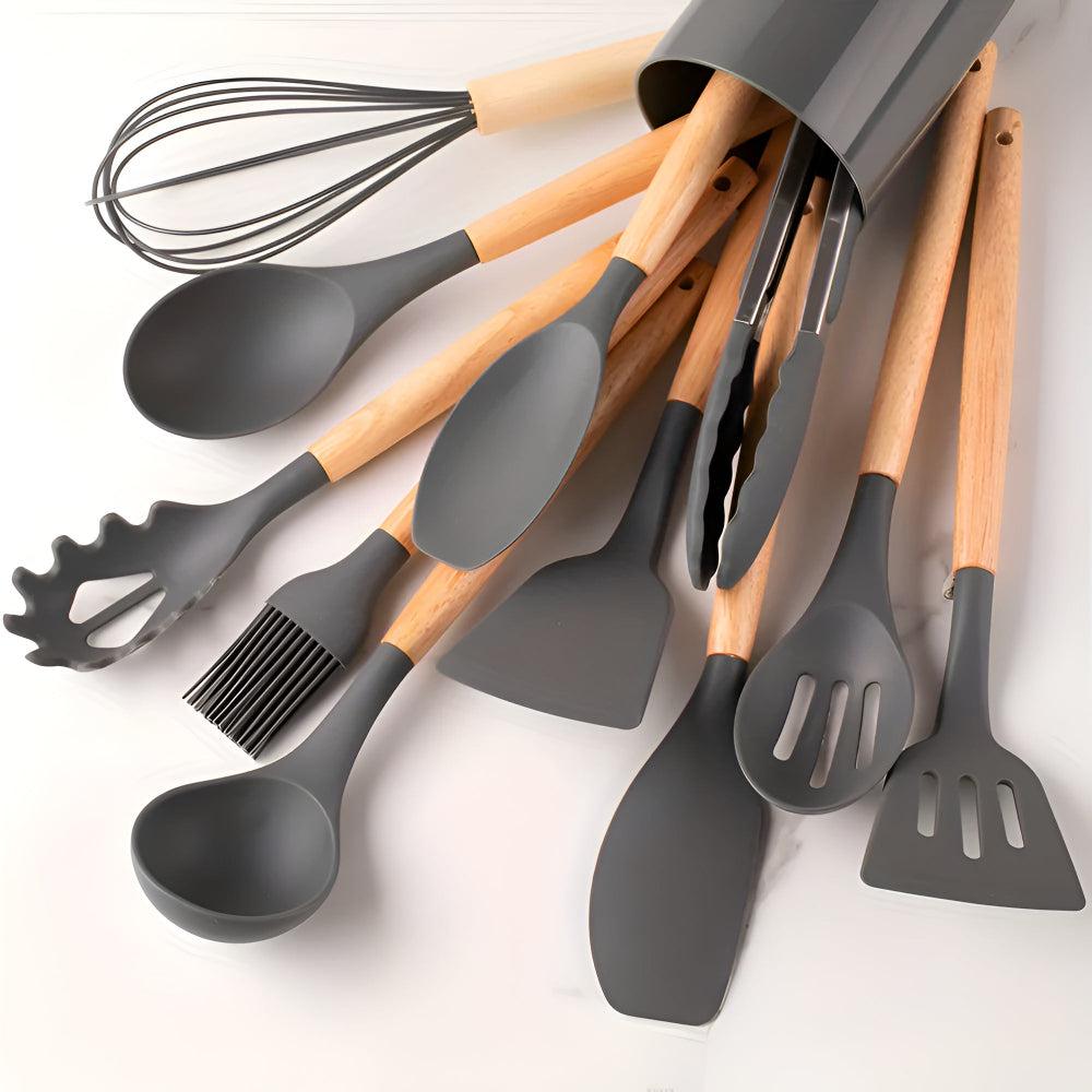Set di 12 utensili da cucina in silicone resistenti al calore