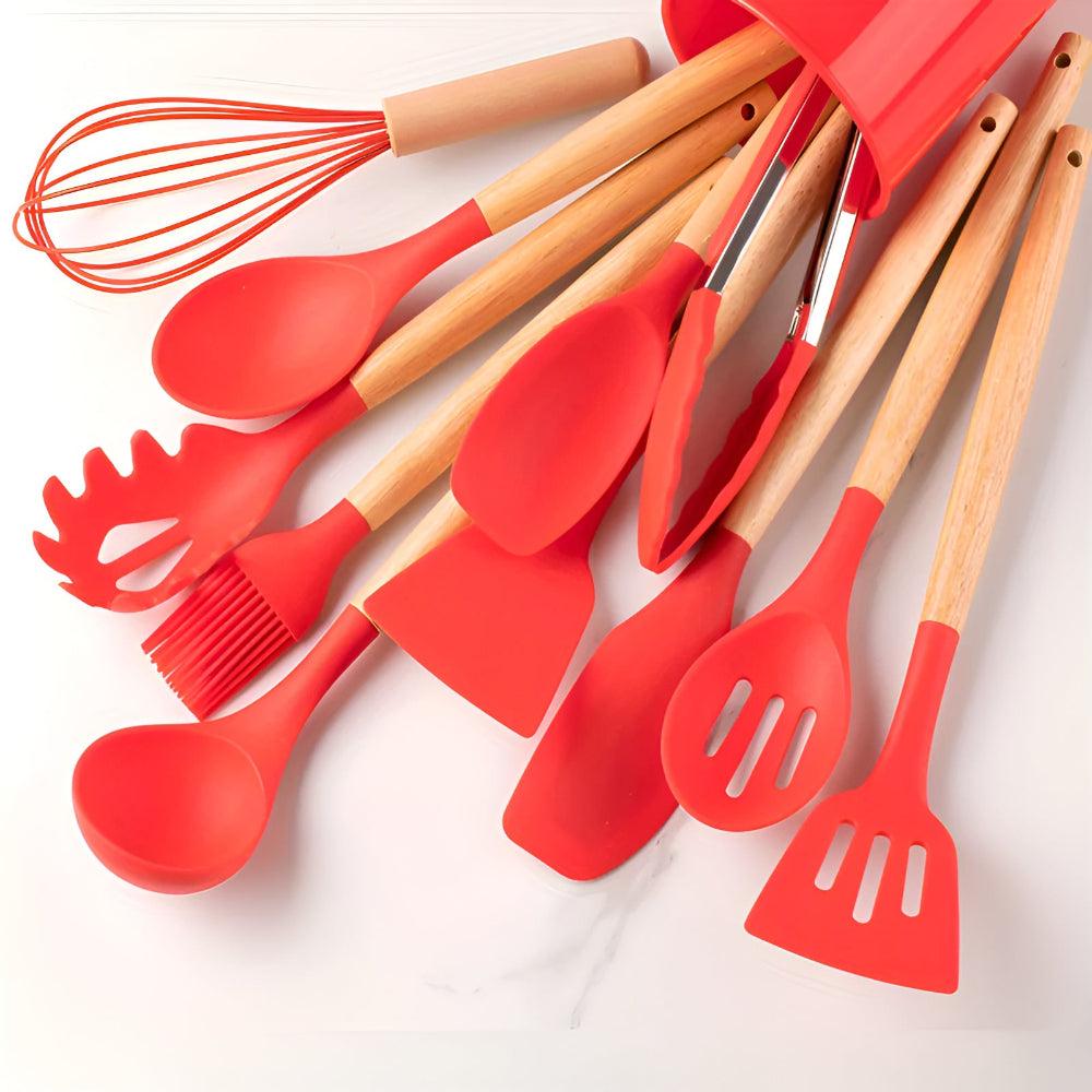 Set di 12 utensili da cucina in silicone resistenti al calore