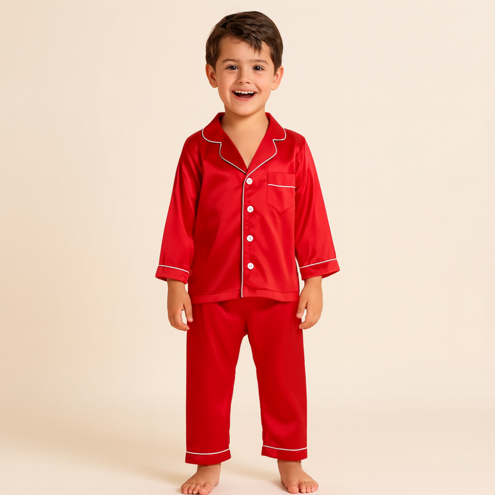 Kids Button-Top Sleepwear Set — Coordinating Top and Bottoms