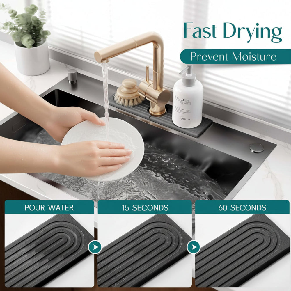 Sink Mat Diatomite Stone Faucet Drying Tray Kitchen Counter | Meowbutter