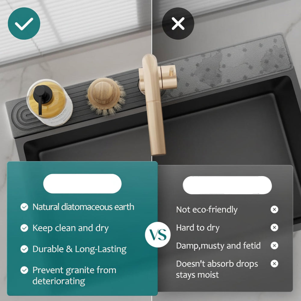 Sink Mat Diatomite Stone Faucet Drying Tray Kitchen Counter | Meowbutter