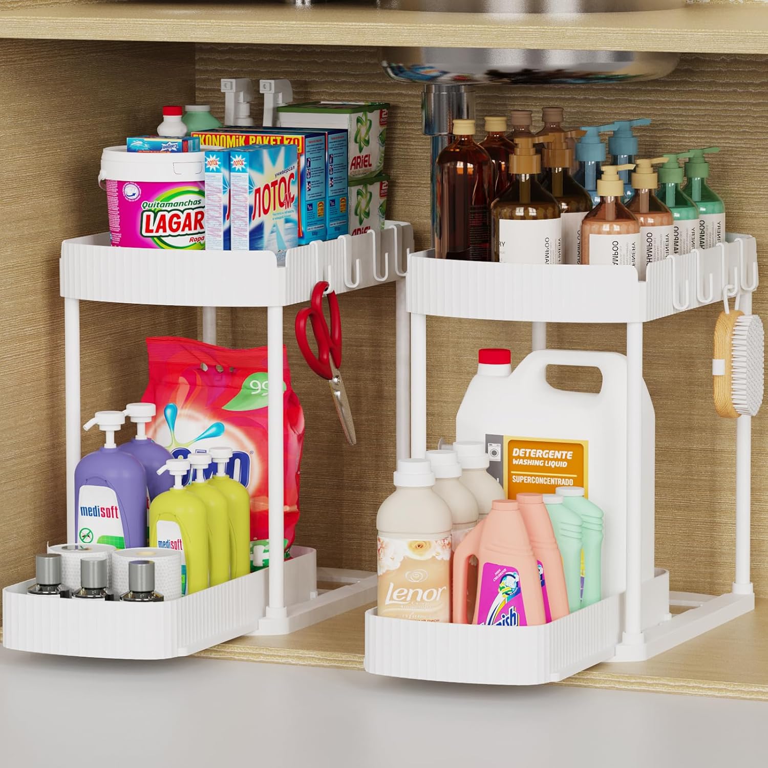 Under-sink organizer sæt 2 stk. multifunktionelle opbevaringsskuffer | Meowbutter