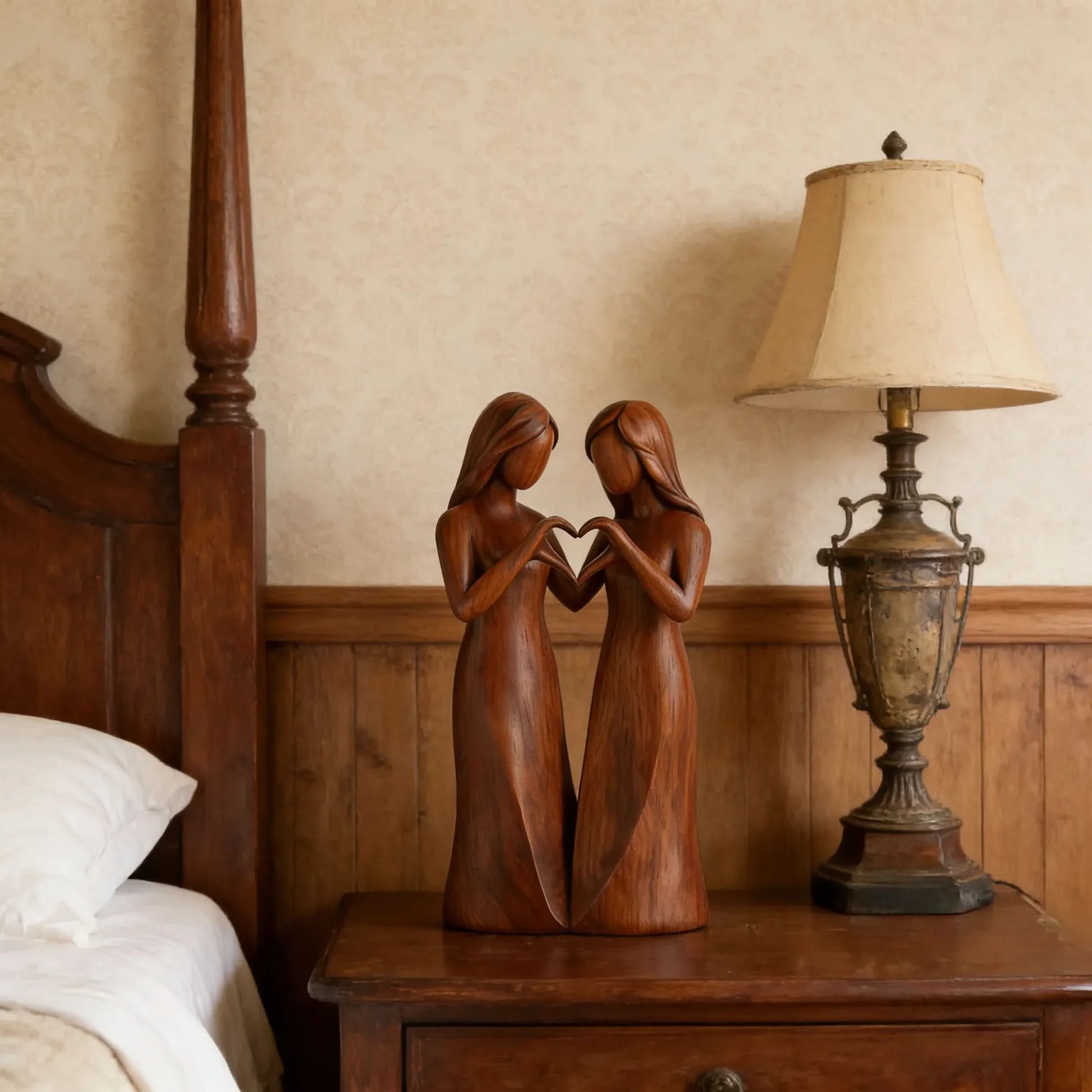 Elegante scultura dell’amicizia in resina | meowbutter