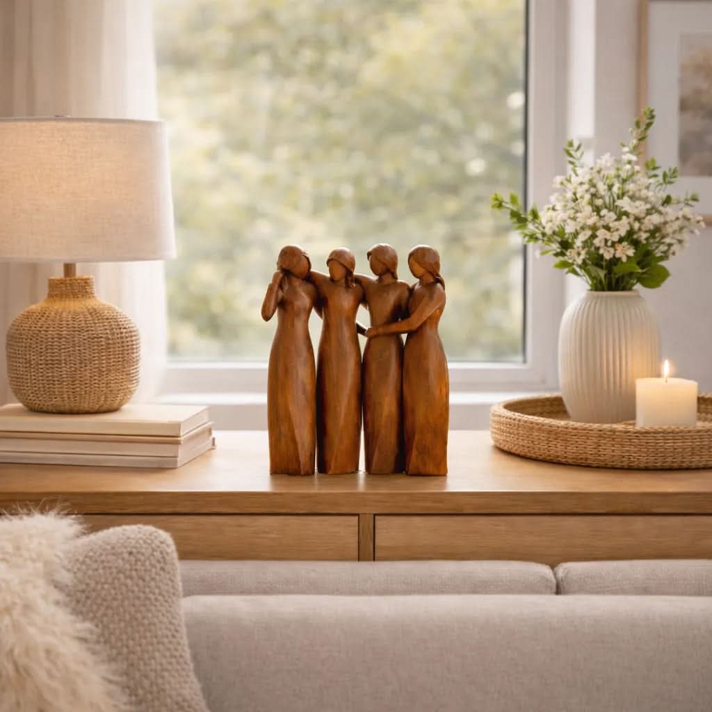 Elegante scultura dell’amicizia in resina | meowbutter
