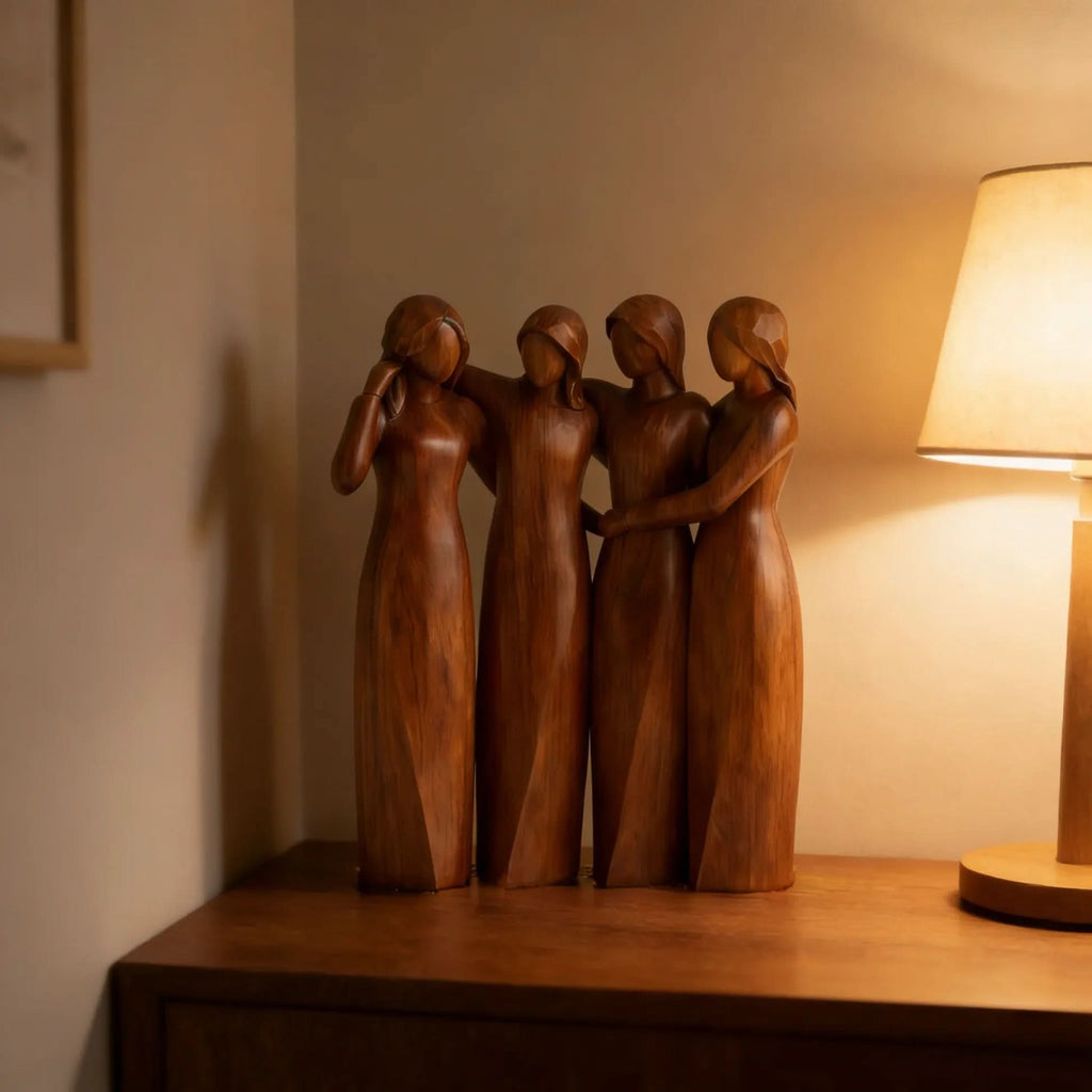 Elegante scultura dell’amicizia in resina | meowbutter