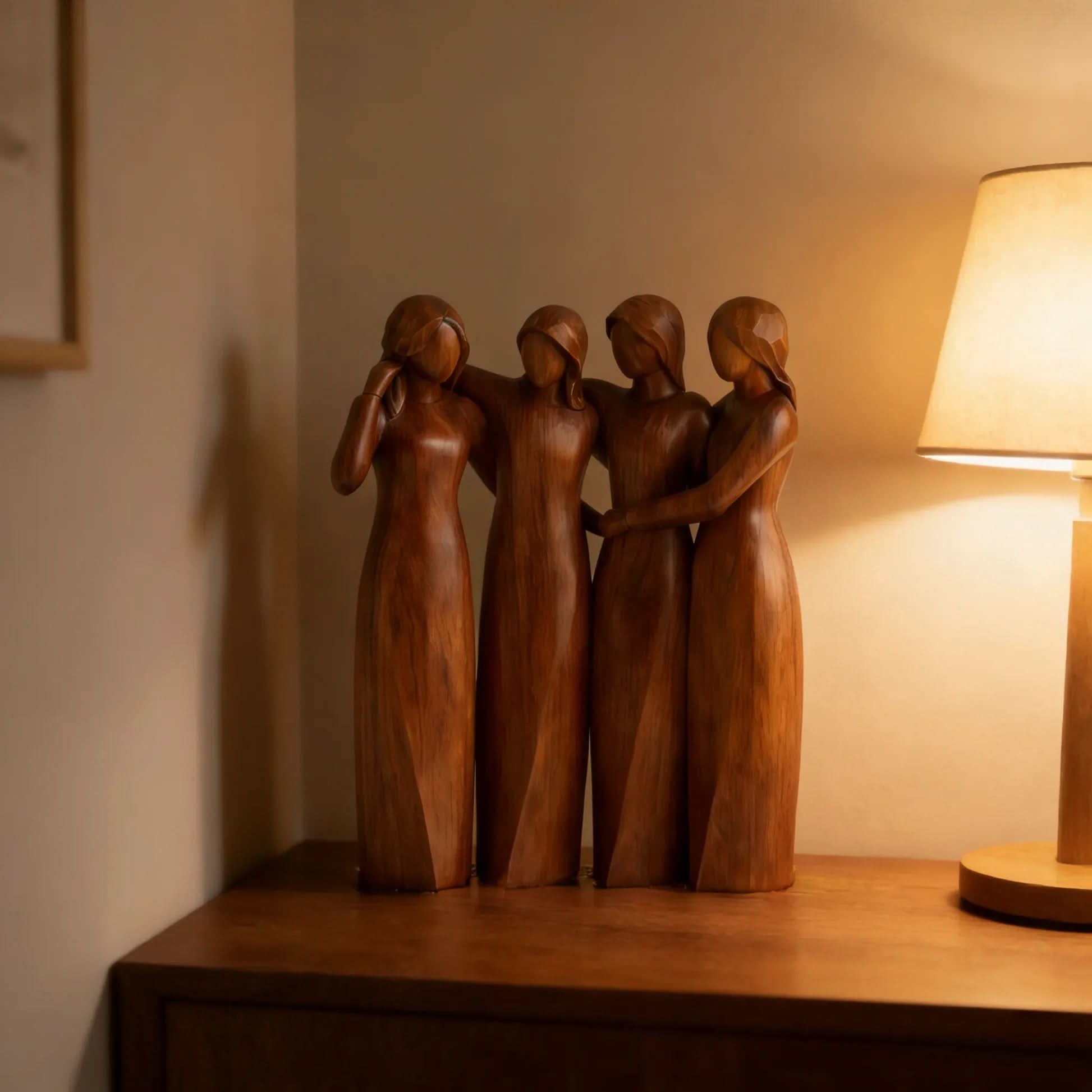 Elegante scultura dell’amicizia in resina | meowbutter