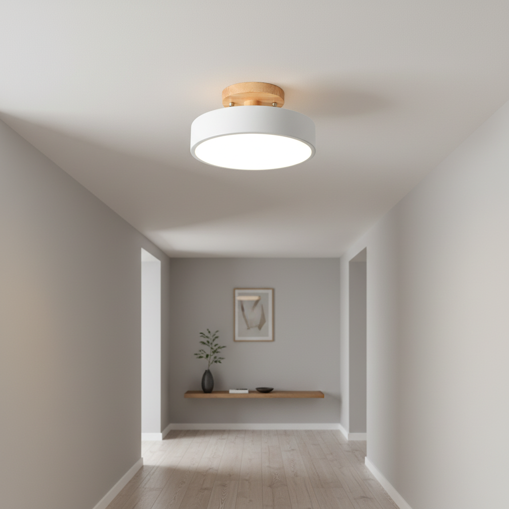 ScandiLite Scandinavische ronde plafondlamp — zachte warme gloed