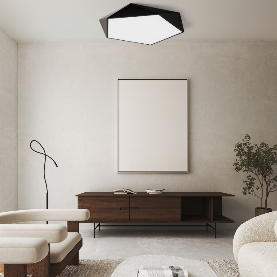 Skydor Modern Geometric LED Ceiling Light — Architectural Polygonal Profile