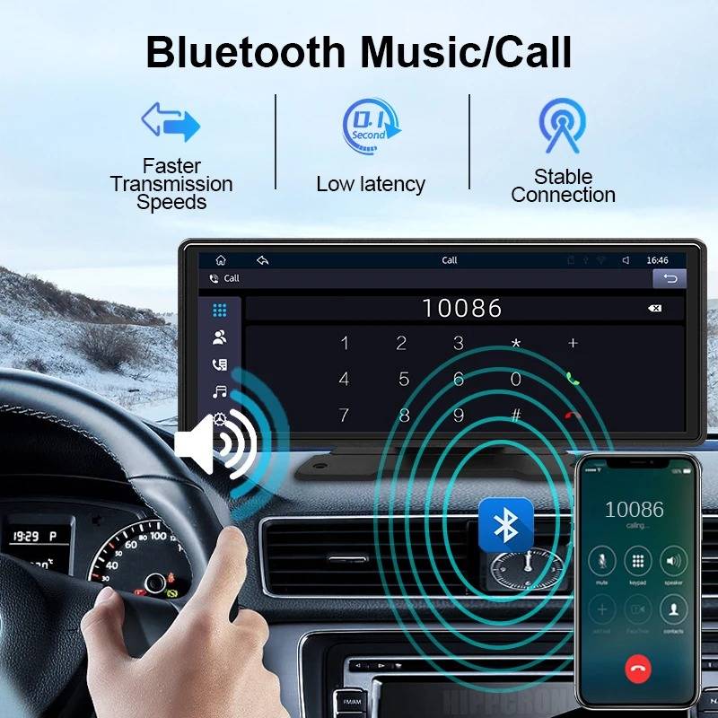 10,26-Zoll Auto-Stereo-Touchscreen – Kabelloses CarPlay & Android Auto – Rückfahrkamera – Bluetooth | meowbutter