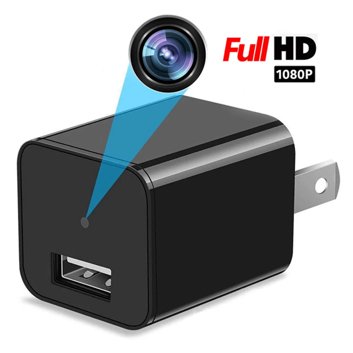 1080p-s okosotthoni biztonsági kamera — mozgásérzékelési riasztásokkal, kompakt, rejtett USB-töltővel