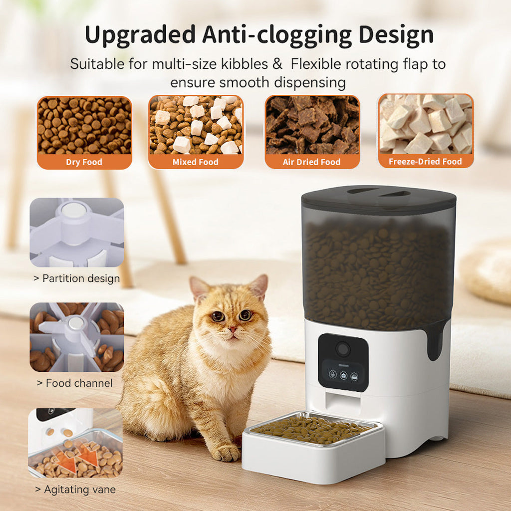 Automatische Voerautomaat voor Huisdieren - 6L - App-bediening - Compatibel met Alexa - Roestvrijstalen Bak - BPA-vrij | meowbutter