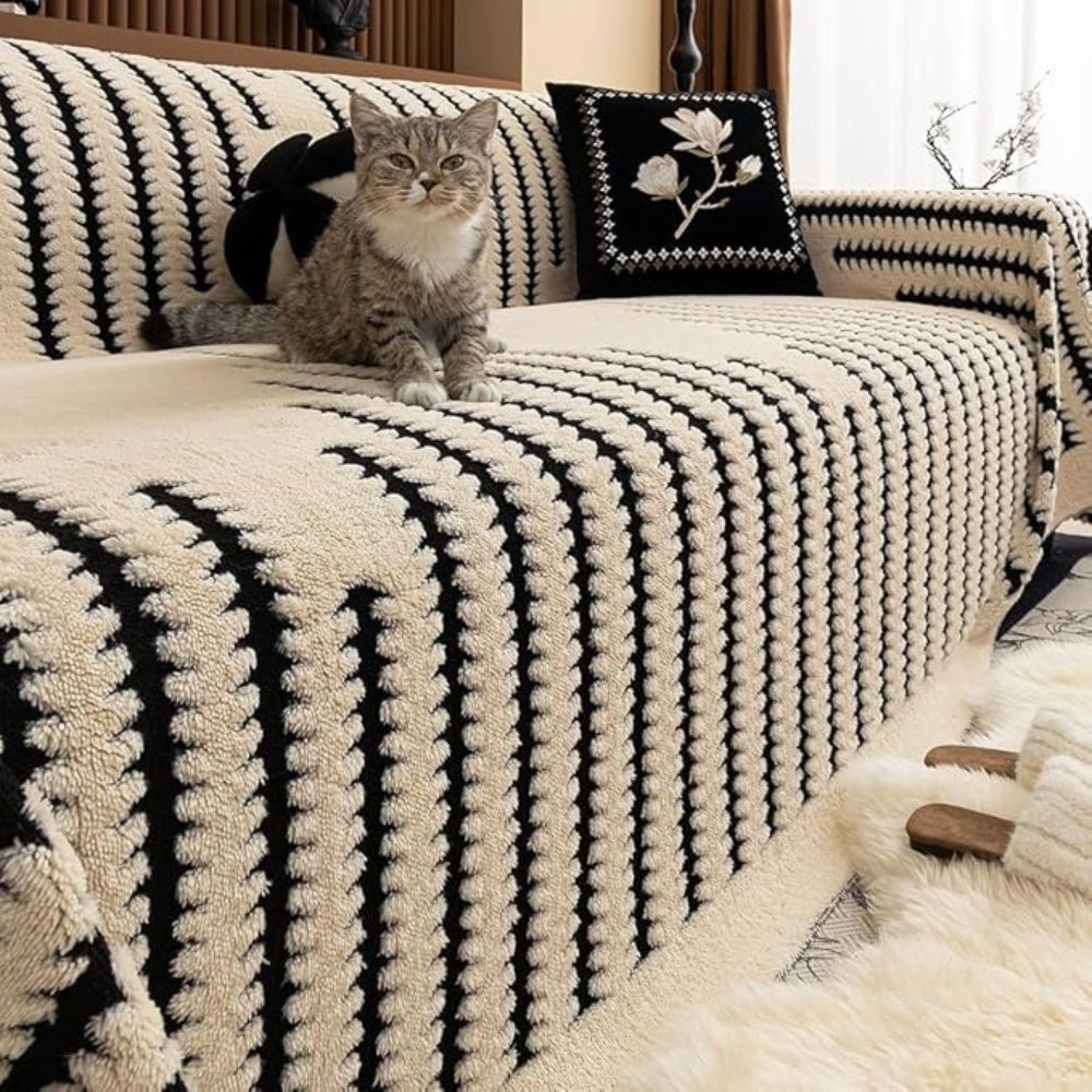Husă pentru canapea cu tufturi din pluș, decor vintage pentru casă, confort | Meowbutter
