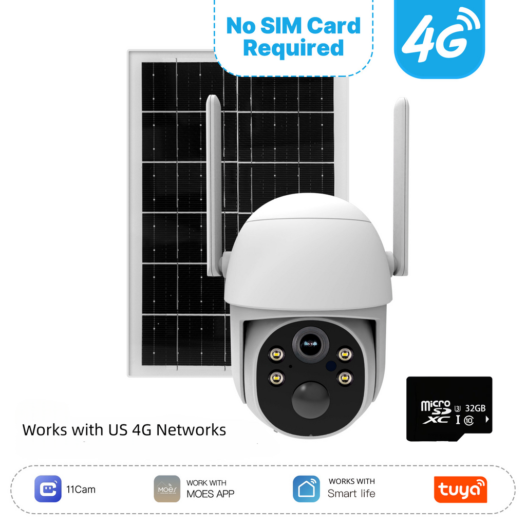 Solární bezpečnostní kamera 4G LTE - 2K HD - AI detekce pohybu - IP65 - 360° otáčení a naklápění - obousměrný zvuk | meowbutter