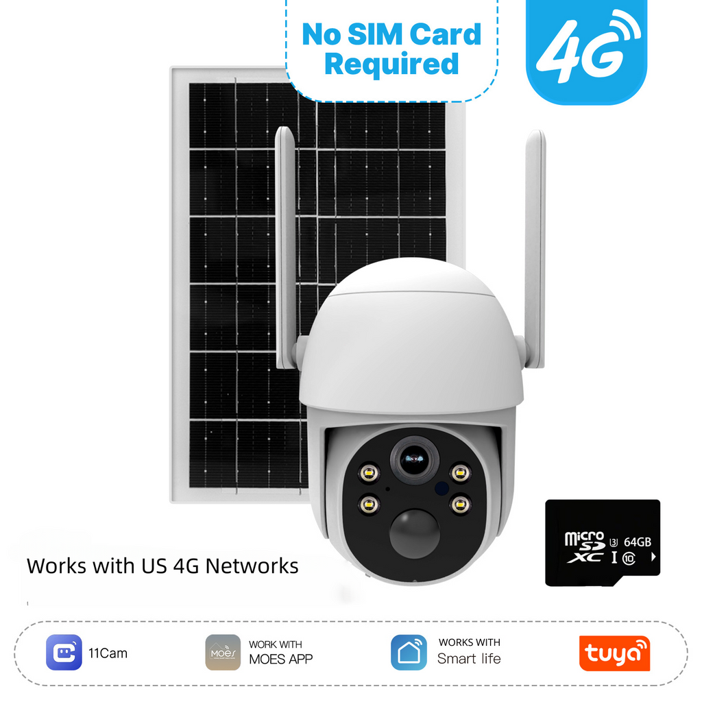 Solární bezpečnostní kamera 4G LTE - 2K HD - AI detekce pohybu - IP65 - 360° otáčení a naklápění - obousměrný zvuk | meowbutter
