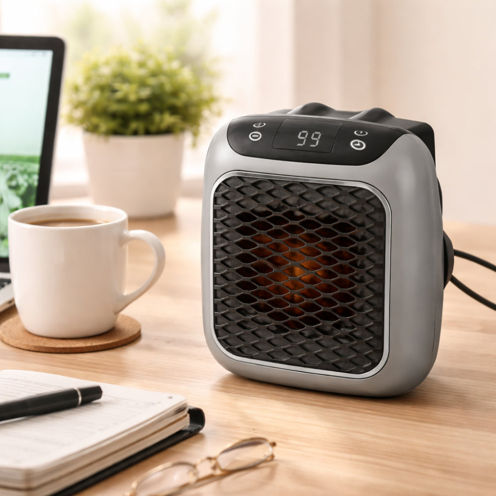 Compact Portable Electric Space Heater — Low Profile Housing