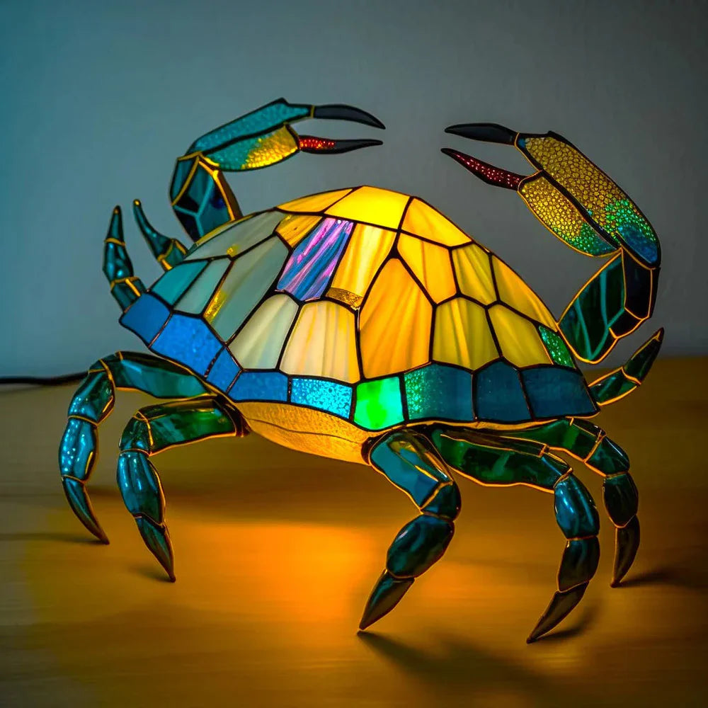 Stained Glass Animal Table Lamp — 17 cm Resin Sculpture