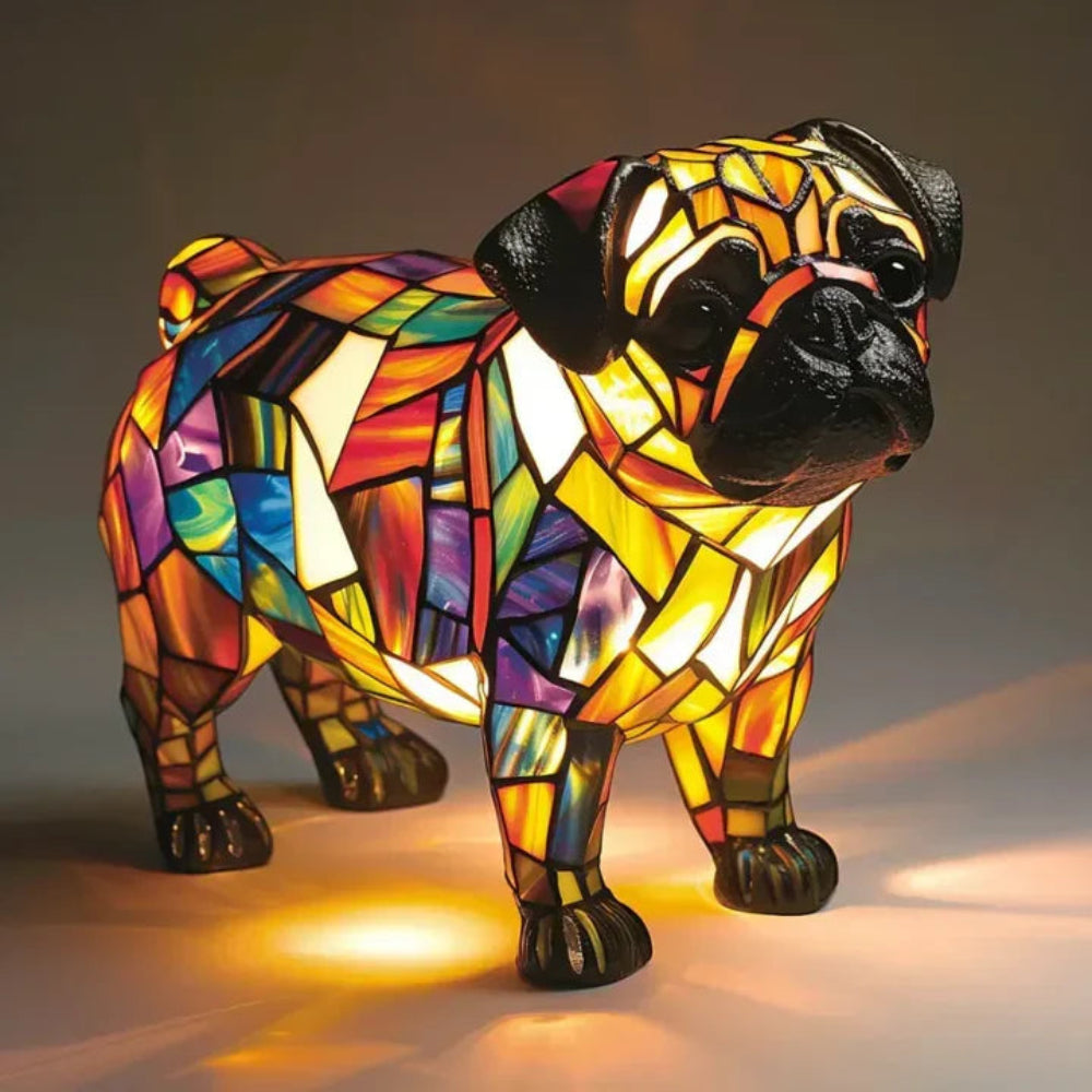 Table Lamp Stained Glass Dog Style Animal Decor Light | Meowbutter