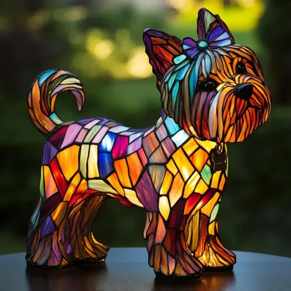Table Lamp Stained Glass Dog Style Animal Decor Light | Meowbutter