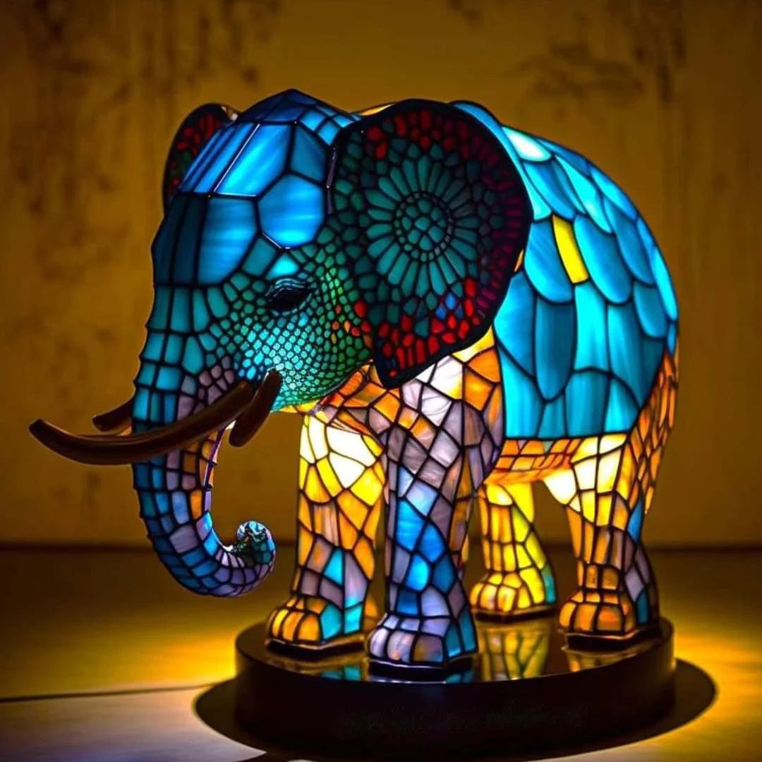 Table Lamp Animal Stained Glass Effect Accent Light | Meowbutter